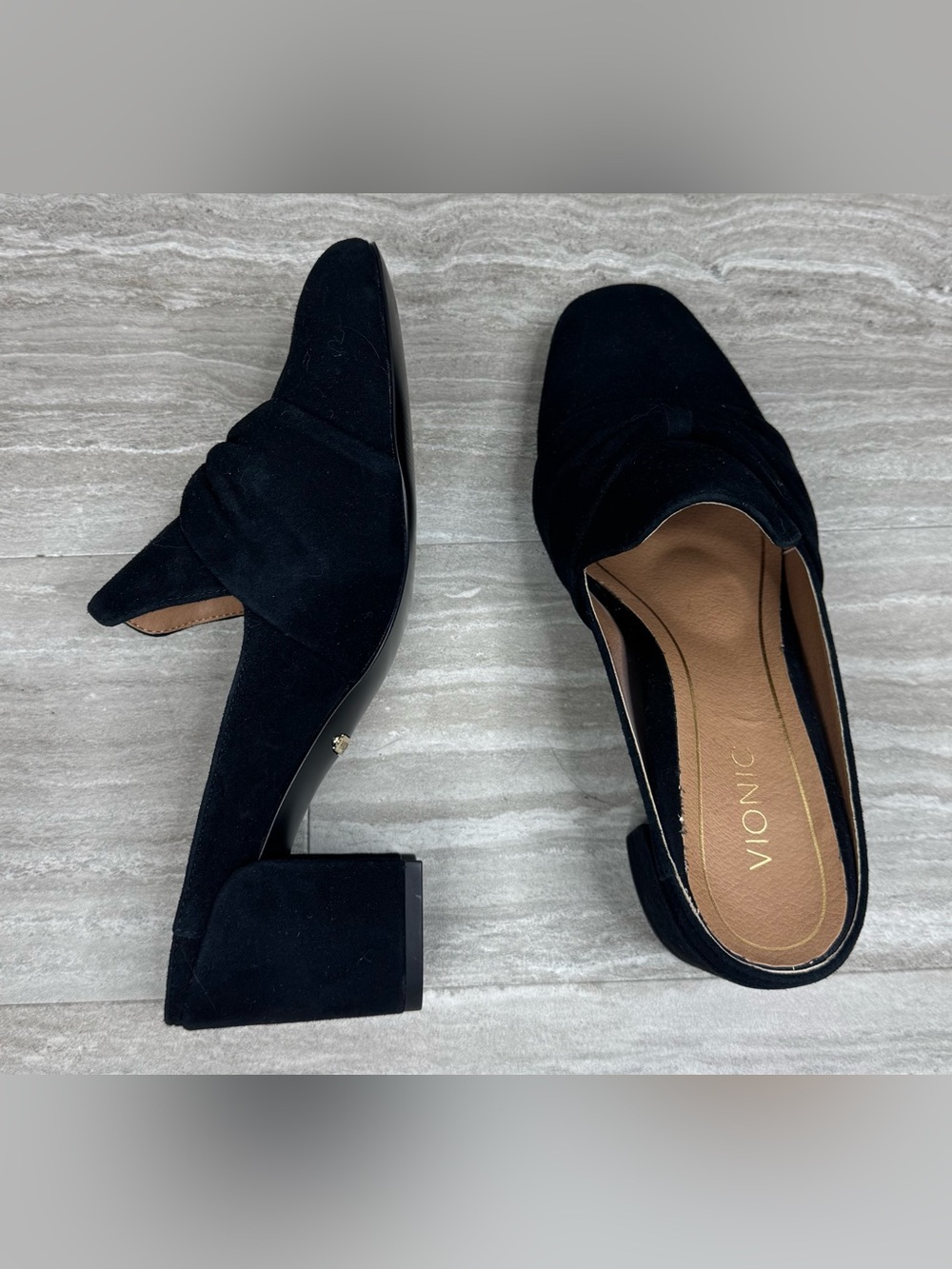 Vionic Presley Black Suede Knotted Mule Heels Womens Size 7 - Picture 6 of 12